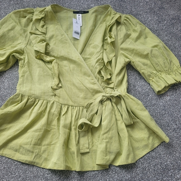 Brand New with tags George Asda Green Cross Over Top 100% Cotton Size 12. - Picture 5 of 6